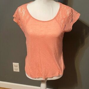 American Dream Soft Pink Lace Sleeve Top